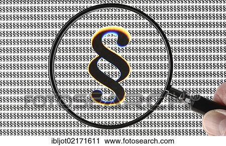 Stock Image - Section or paragraph symbol through a magnifying glass. Fotosearch