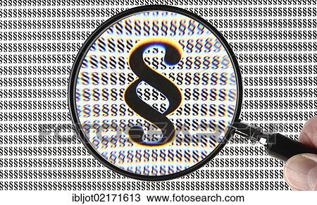 Stock Image - Section or paragraph symbol through a magnifying glass. Fotosearch