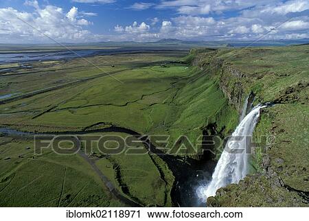 Stock Image - Seljalandsfoss Waterfall, South Iceland, Iceland, Europe. Fotosearch