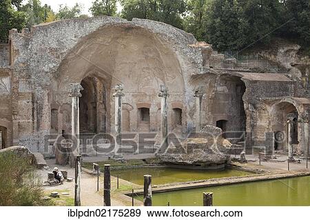 Stock Photo - Serapeum at the end of the Canopus at Hadrian's Villa, Villa Adriana, Tivoli, Italy, Europe. Fotosearch
