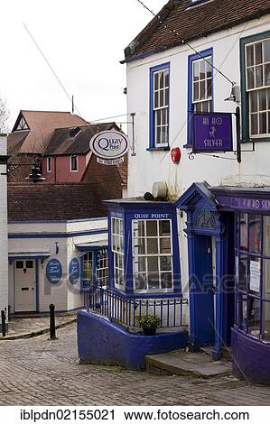 Stock Image - Shop in a street around Lymington quay, Hampshire, England, United Kingdom, Europe. Fotosearch