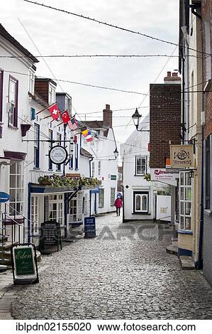 Stock Image - Shopping street around Lymington quay, Hampshire, England, United Kingdom, Europe. Fotosearch
