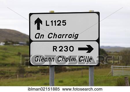 Sign in Irish language, Gaelic, Carrick, County Donegal, Ireland, Europe, PublicGround, Europe View Large Photo Image Stock Photography - Sign in Irish language, Gaelic, Carrick, County Donegal, Ireland, Europe, PublicGround, Europe. Fotosearch