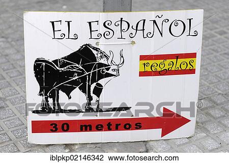Stock Image - Sign to a bullring in Malaga, Spain, Europe. Fotosearch