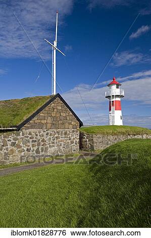 Stock Photograph - Skansin, a historic fort in Torshavn on the Faroe Islands, Torshavn, Streymoy island, Faroe Islands, North Atlantic, Europe. Fotosearch