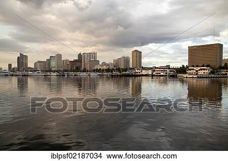 Skyline and Yacht Club in Manila Bay, Manila, Philippines, Asia View Large Photo Image Picture - Skyline and Yacht Club in Manila Bay, Manila, Philippines, Asia. Fotosearch