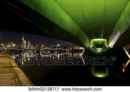 Stock Photo - Skyline at night, Frankfurt am Main, Hesse, Germany, Europe. Fotosearch
