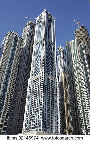 Picture - Skyscrapers, modern architecture, Dubai Marina, Dubai, United Arab Emirates, Middle East, Asia. Fotosearch