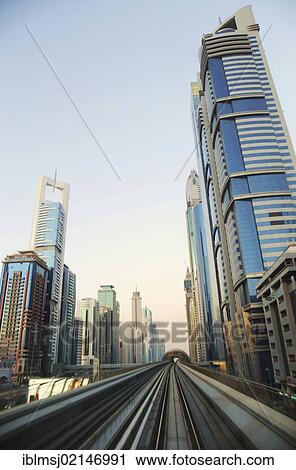Stock Image - Skyscrapers, modern architecture, Dubai, United Arab Emirates, Middle East, Asia. Fotosearch