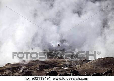 Stock Image - Sol de Manana geothermal field, Manana in Andina Eduardo Abaro National Park, Altiplano, Potosi, southern Bolivia, South America. Fotosearch