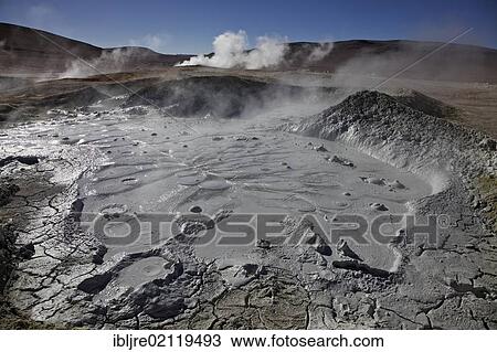 Stock Image - Sol de Manana geothermal field, Manana in Andina Eduardo Abaro National Park, Altiplano, Potosi, southern Bolivia, South America. Fotosearch