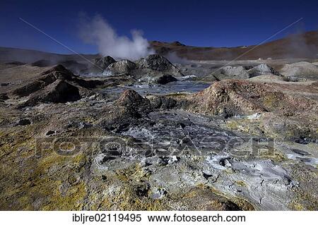 Sol de Manana geothermal field, Manana in Andina Eduardo Abaro National Park, Altiplano, Potosi, southern Bolivia, South America View Large Photo Image Stock Photography - Sol de Manana geothermal field, Manana in Andina Eduardo Abaro National Park, Altiplano, Potosi, southern Bolivia, South America. Fotosearch