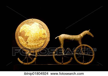 Solvognen, Trundholm sun chariot, from the Bronze Age, at display at the National Museum, Nationalmuseet, Copenhagen, Denmark, Europe View Large Photo Image Picture - Solvognen, Trundholm sun chariot, from the Bronze Age, at display at the National Museum, Nationalmuseet, Copenhagen, Denmark, Europe. Fotosearch