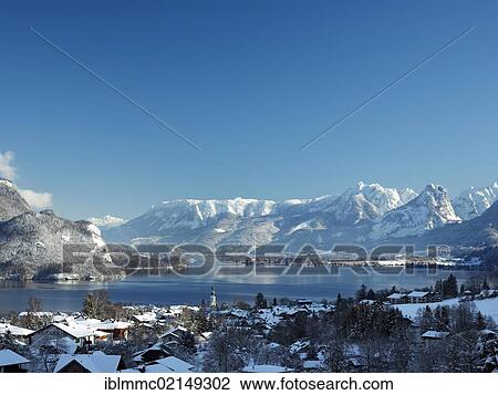 Stock Image - St. Gilgen on Lake Wolfgangsee, Salzkammergut, Austria, Europe. Fotosearch