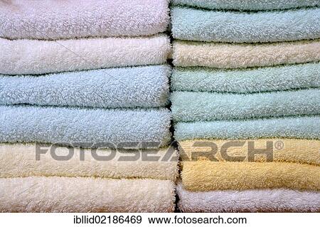 Stacked terry towels View Large Photo Image Stock Photo - Stacked terry towels. Fotosearch