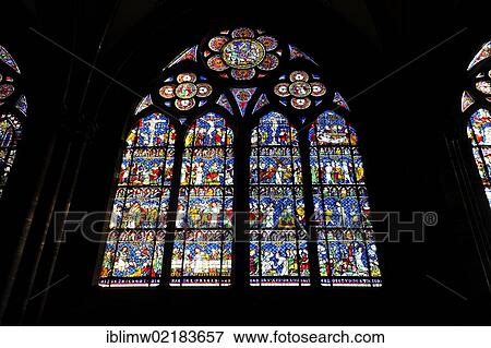 Stained Glass Windows Church Window Northern Nave Interior View Of Strasbourg Cathedral Cathedral Of Our Lady Of Strasbourg Strasbourg Bas Rhin Departement Alsace France Europe Stock Photo Iblimw02183657 Fotosearch