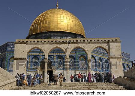 Stock Photo - Stairs to the Dome of the Rock on the Temple Mount, Muslim Quarter, Old City, Jerusalem, Israel, Middle East, Asia. Fotosearch