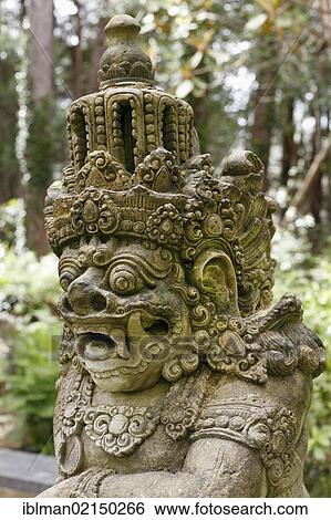 Stock Photograph - Statue from Bali, Glenveagh Gardens, Glenveagh National Park, County Donegal, Ireland, Europe. Fotosearch
