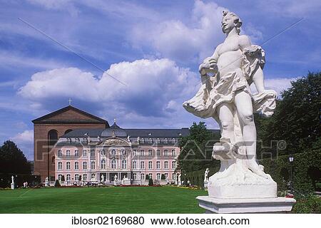 Statue in front of the Konstantinbasilika church and the Electoral Palace, park, Trier, Rhineland-Palatinate, Germany, Europe View Large Photo Image Stock Image - Statue in front of the Konstantinbasilika church and the Electoral Palace, park, Trier, Rhineland-Palatinate, Germany, Europe. Fotosearch