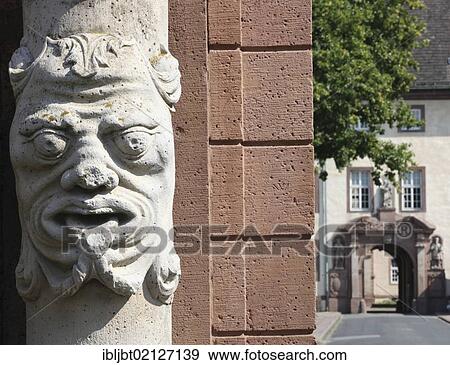 Stone figure at the entrance gate, Schloss Corvey castle, former abbey, Hoexter, Weserbergland region, North Rhine-Westphalia, Germany, Europe View Large Photo Image Stock Photo - Stone figure at the entrance gate, Schloss Corvey castle, former abbey, Hoexter, Weserbergland region, North Rhine-Westphalia, Germany, Europe. Fotosearch