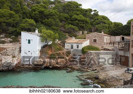 Stone houses, Cala s'Almunia, southeast coast, Majorca, Balearic Islands, Spain, Europe View Large Photo Image Stock Photo - Stone houses, Cala s'Almunia, southeast coast, Majorca, Balearic Islands, Spain, Europe. Fotosearch