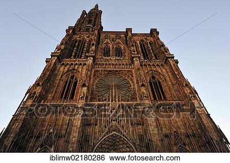 Stock Photograph - Strasbourg Cathedral, Cathedral of Our Lady of Strasbourg, Strasbourg, Bas-Rhin département, Alsace, France, Europe, PublicGround, Europe. Fotosearch