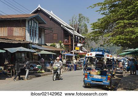 Street in Luang Prabang, Laos, Indochina, Asia View Large Photo Image Stock Image - Street in Luang Prabang, Laos, Indochina, Asia. Fotosearch