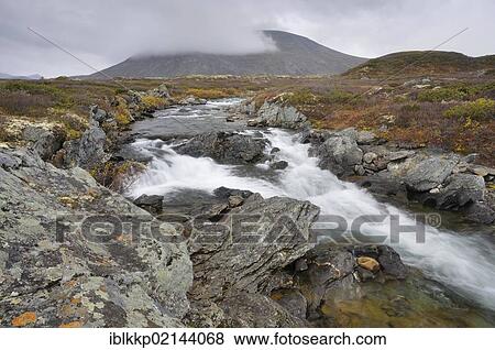 Stock Photo - Stropla stream in Dovrefjell Sunndalsfjella National Park, Norway, Europe. Fotosearch