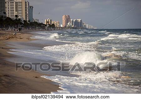 Surf, beach of Fort Lauderdale, Broward County, Florida, USA, North America View Large Photo Image Picture - Surf, beach of Fort Lauderdale, Broward County, Florida, USA, North America. Fotosearch