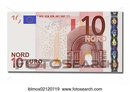 Stock Photo - Symbolic icon, disintegration of the euro and the introduction of the new northern euro currency, 10 Nord-Euro. Fotosearch