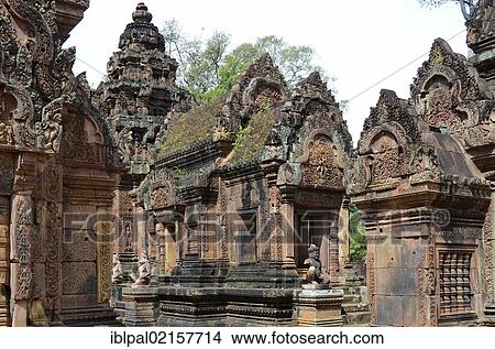 Picture - Temple, Banteay Srei, Angkor, Siem Reap, Cambodia, Southeast Asia, Asia. Fotosearch