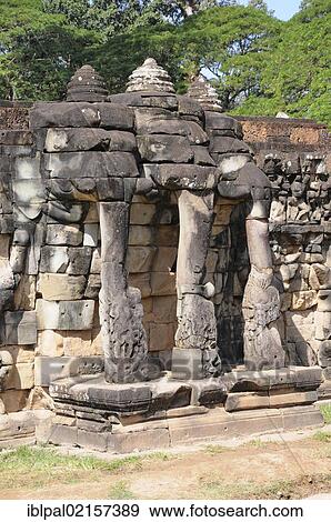 Terrace of the Elephants, Angkor Thom, Siem Reap, Cambodia, Southeast Asia, Asia View Large Photo Image Stock Photo - Terrace of the Elephants, Angkor Thom, Siem Reap, Cambodia, Southeast Asia, Asia. Fotosearch