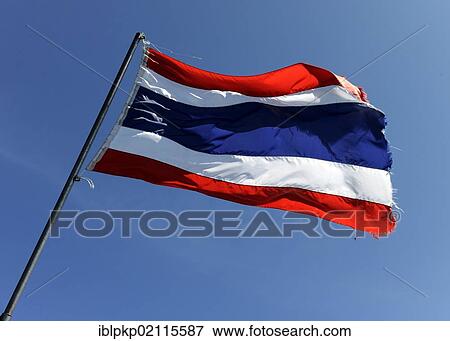 Thai flag flying in the wind, Thailand, Asia View Large Photo Image Stock Photo - Thai flag flying in the wind, Thailand, Asia. Fotosearch