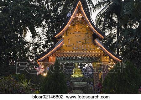 That Phetthiem, Wat Xieng Thong temple, at night, Luang Prabang, Laos, Indochina, Asia View Large Photo Image Stock Image - That Phetthiem, Wat Xieng Thong temple, at night, Luang Prabang, Laos, Indochina, Asia. Fotosearch