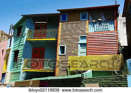 Stock Photo - The "Caminito", the street in La Boca that is famous for its painted houses, Buenos Aires, Argentina, South America. Fotosearch