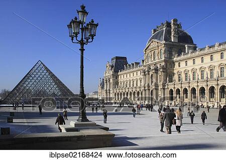 Picture - The Louvre Museum in Winter, Paris, France, Europe. Fotosearch