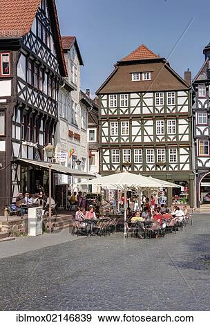 Stock Photo - The marketplace of Fritzlar, Kassel region, Hesse, Germany, Europe, PublicGround, Europe. Fotosearch