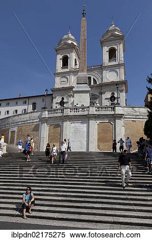 Stock Photography - The Spanish Steps and the Santissima Trinità dei Monti, Rome, Lazio, Italy, Europe. Fotosearch