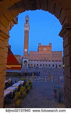 Torre del Mangia tower at dusk, Piazza del campo square, Siena, Tuscany, Italy, Europe View Large Photo Image Stock Image - Torre del Mangia tower at dusk, Piazza del campo square, Siena, Tuscany, Italy, Europe. Fotosearch