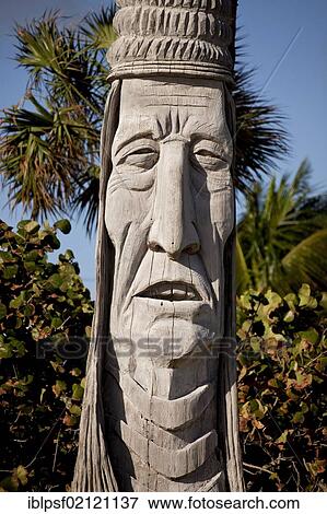 Totem pole with Indian face on the beach of Fort Lauderdale, Florida, USA, North America View Large Photo Image Stock Photo - Totem pole with Indian face on the beach of Fort Lauderdale, Florida, USA, North America. Fotosearch