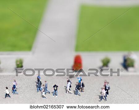 Stock Photo - Tourists visiting the Lustgarten, Pleasure Garden, miniature view, tilt-shift effect, Berlin, Germany, Europe. Fotosearch