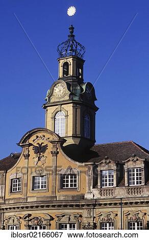 Tower of the City Hall, Schwaebisch Hall, Hohenlohe, Baden-Wuerttemberg, Germany, Europe View Large Photo Image Stock Photo - Tower of the City Hall, Schwaebisch Hall, Hohenlohe, Baden-Wuerttemberg, Germany, Europe. Fotosearch