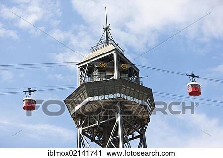 Tower of Torre de Sant Jaume I, station of the cable cars from the port to the hill of Montjuic, Barcelona, Catalonia, Spain, Europe, PublicGround, Europe View Large Photo Image Stock Image - Tower of Torre de Sant Jaume I, station of the cable cars from the port to the hill of Montjuic, Barcelona, Catalonia, Spain, Europe, PublicGround, Europe. Fotosearch