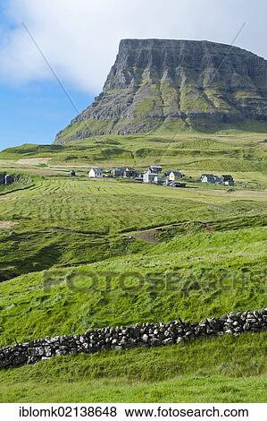 Town of Gásadalur, Vágar, Faroe Islands, Denmark, North Atlantic, Europe View Large Photo Image Stock Photo - Town of Gásadalur, Vágar, Faroe Islands, Denmark, North Atlantic, Europe. Fotosearch