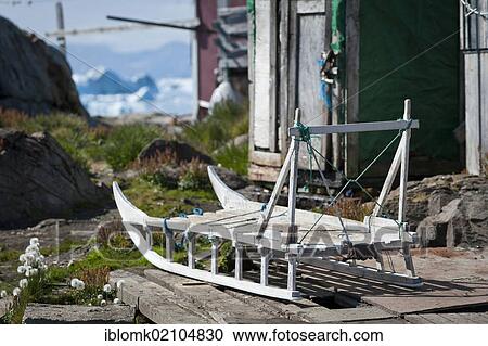 Traditional wooden sled, Inuit settlement of Tiniteqilaaq, Sermilik Fjord, East Greenland View Large Photo Image Stock Image - Traditional wooden sled, Inuit settlement of Tiniteqilaaq, Sermilik Fjord, East Greenland. Fotosearch