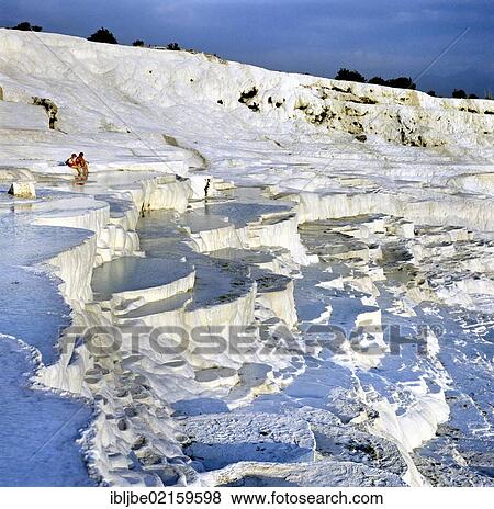 Stock Photo - Travertine terraces, calciferous hot springs, Pamukkale, UNESCO World Heritage Site, Denizli, Turkey, Asia Minor, Asia. Fotosearch