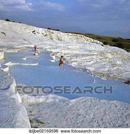 Travertine terraces, calciferous hot springs, Pamukkale, UNESCO World Heritage Site, Denizli, Turkey, Asia Minor, Asia View Large Photo Image Stock Photograph - Travertine terraces, calciferous hot springs, Pamukkale, UNESCO World Heritage Site, Denizli, Turkey, Asia Minor, Asia. Fotosearch