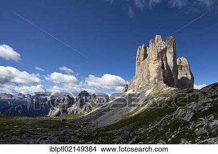 Picture - Tre Cime di Lavaredo, Three Peaks, Dolomites, Alto Adige, Italy, Europe. Fotosearch