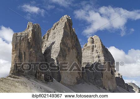 Stock Photo - Tre Cime di Lavaredo, Three Peaks, Dolomites, Alto Adige, Italy, Europe. Fotosearch