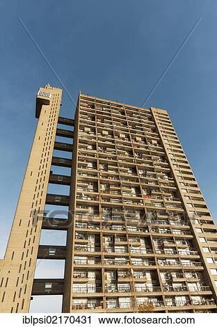 Stock Image - Trellick Tower, 98m tall 31-storey apartment block designed in Brutalist style by Erno Goldfinger and completed in 1972, North Kensington, London, England, United Kingdom, Europe. Fotosearch
